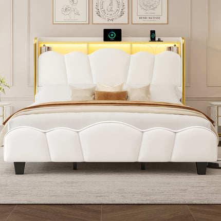 Melora Arch Headboard Velvet Upholstered Bed Frame