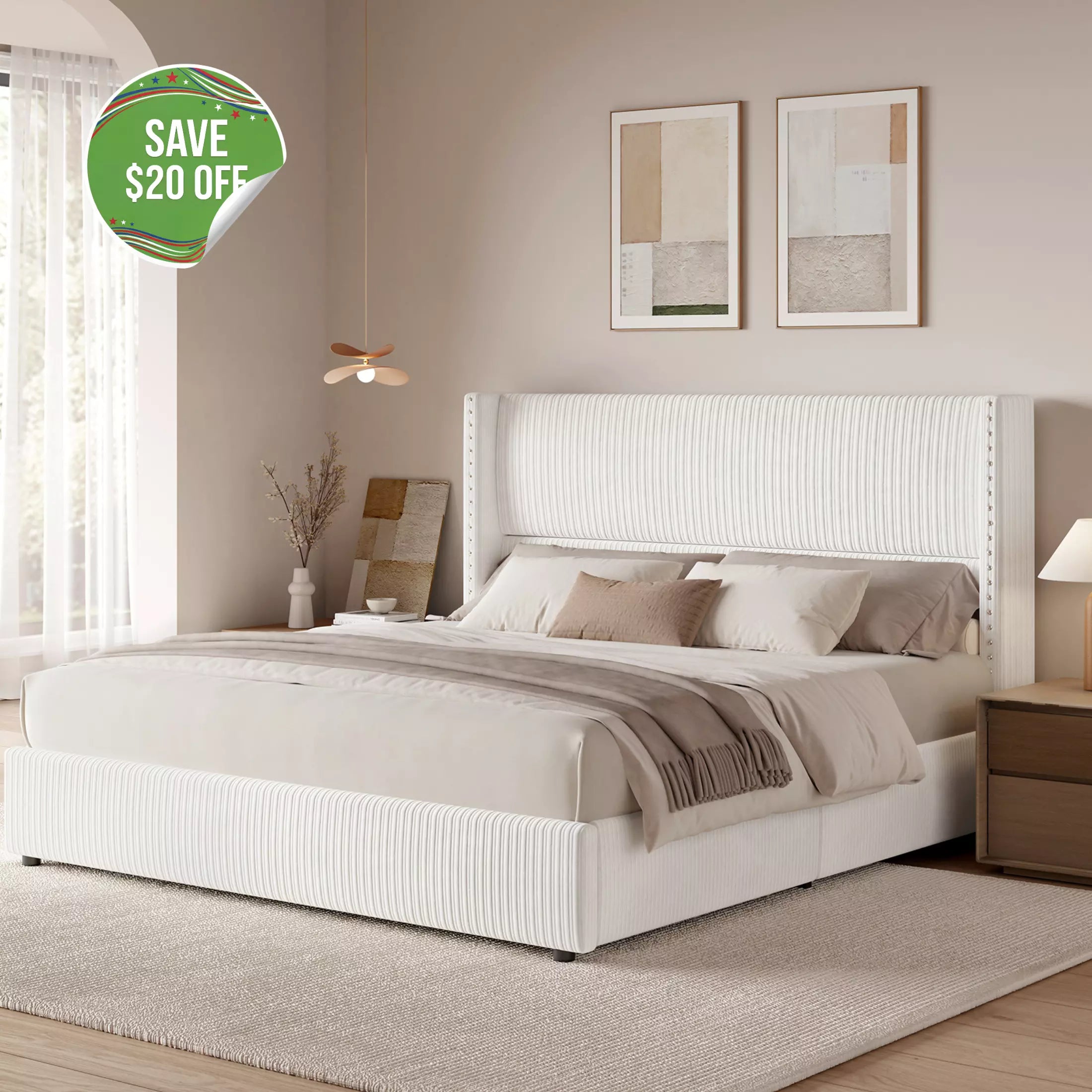 Elysia Corduroy Storage Bed Frame