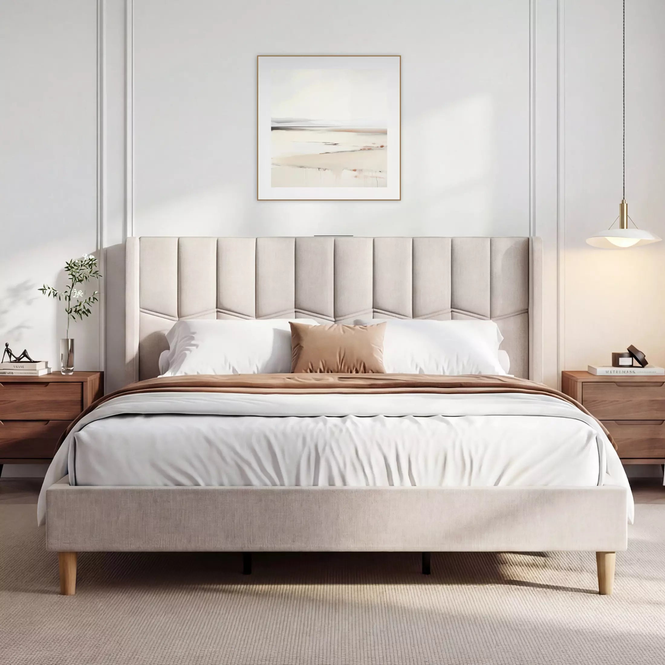 Mara Upholstered Bed Frame With Charing