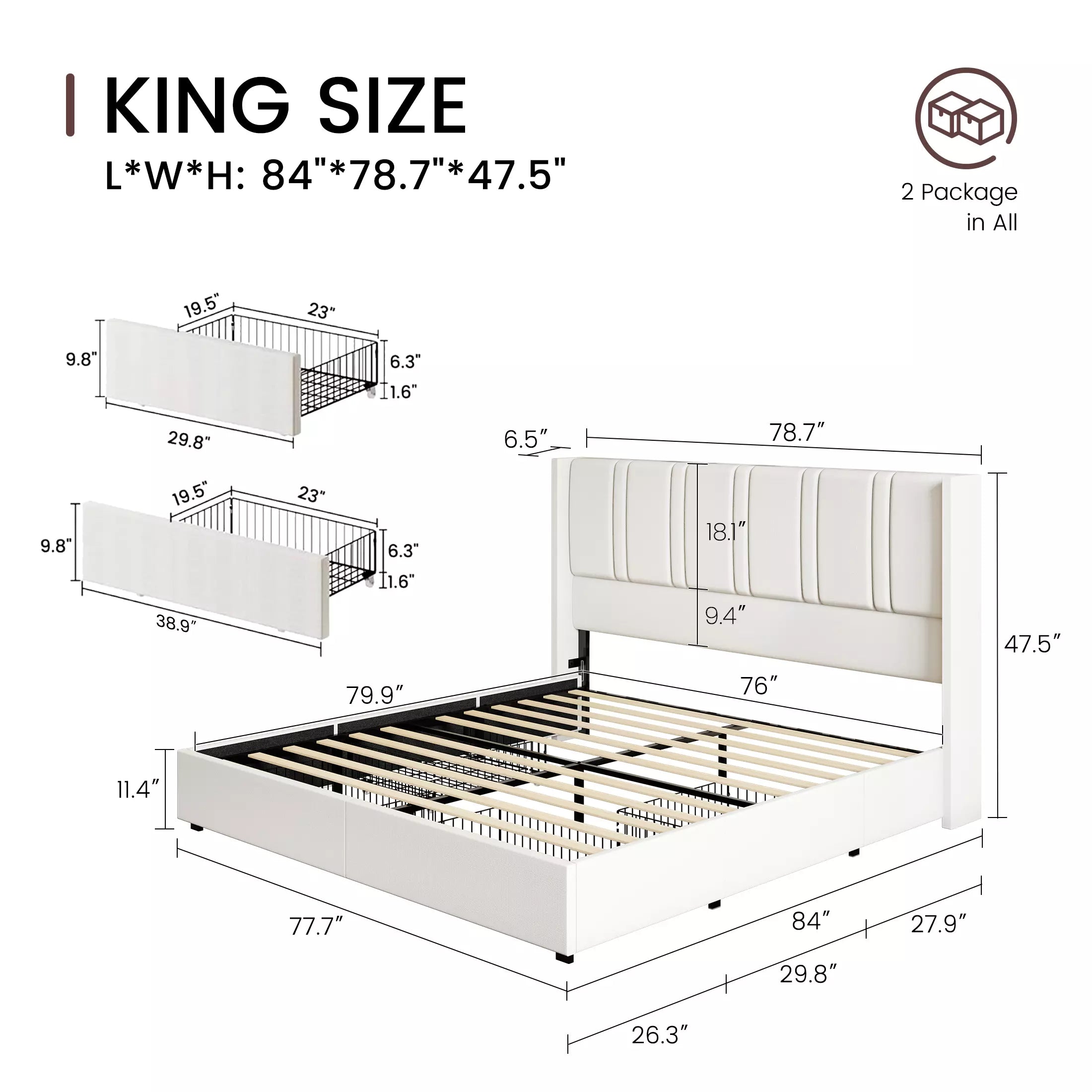 Modro Linen Bed Frame With Storage