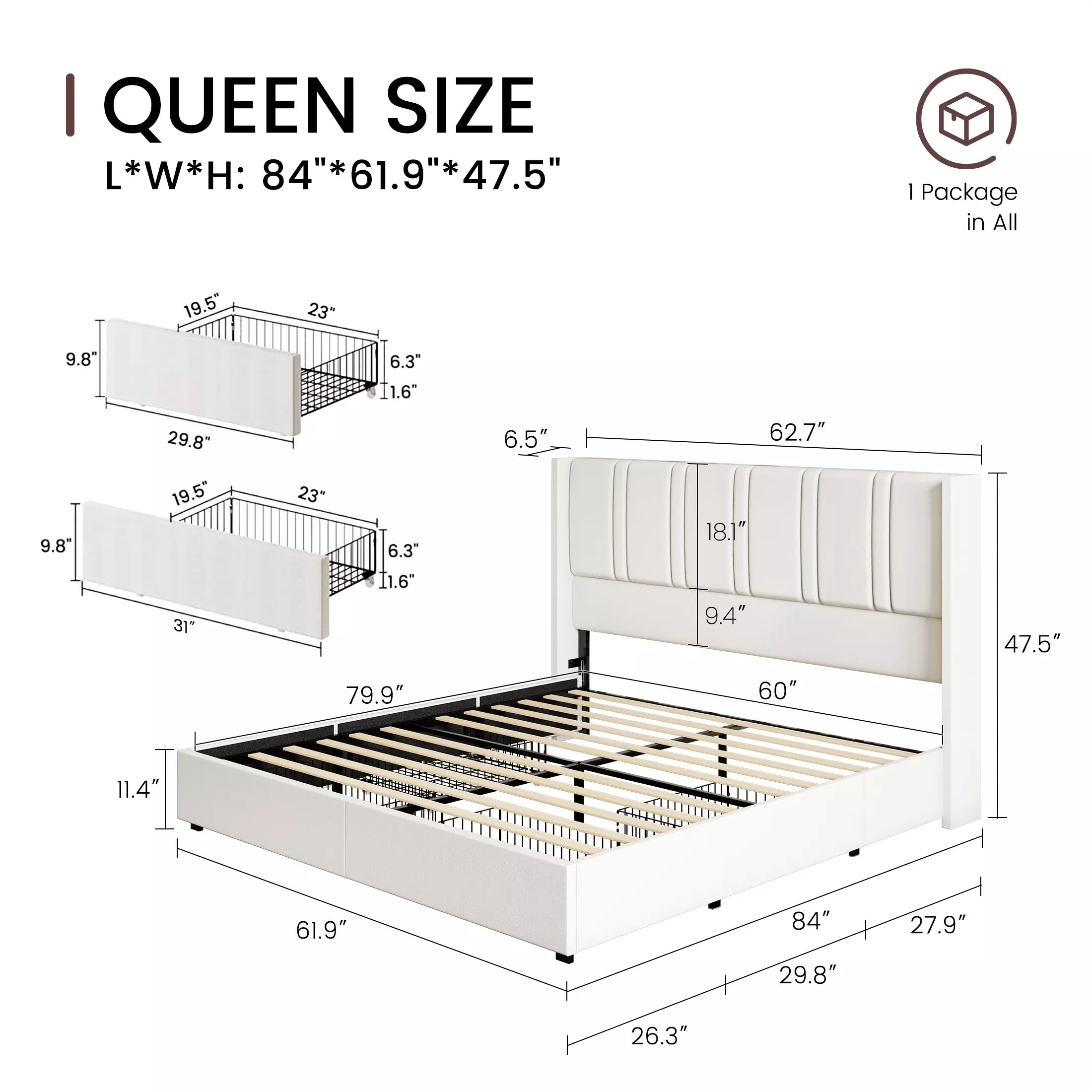 Modro Linen Bed Frame With Storage