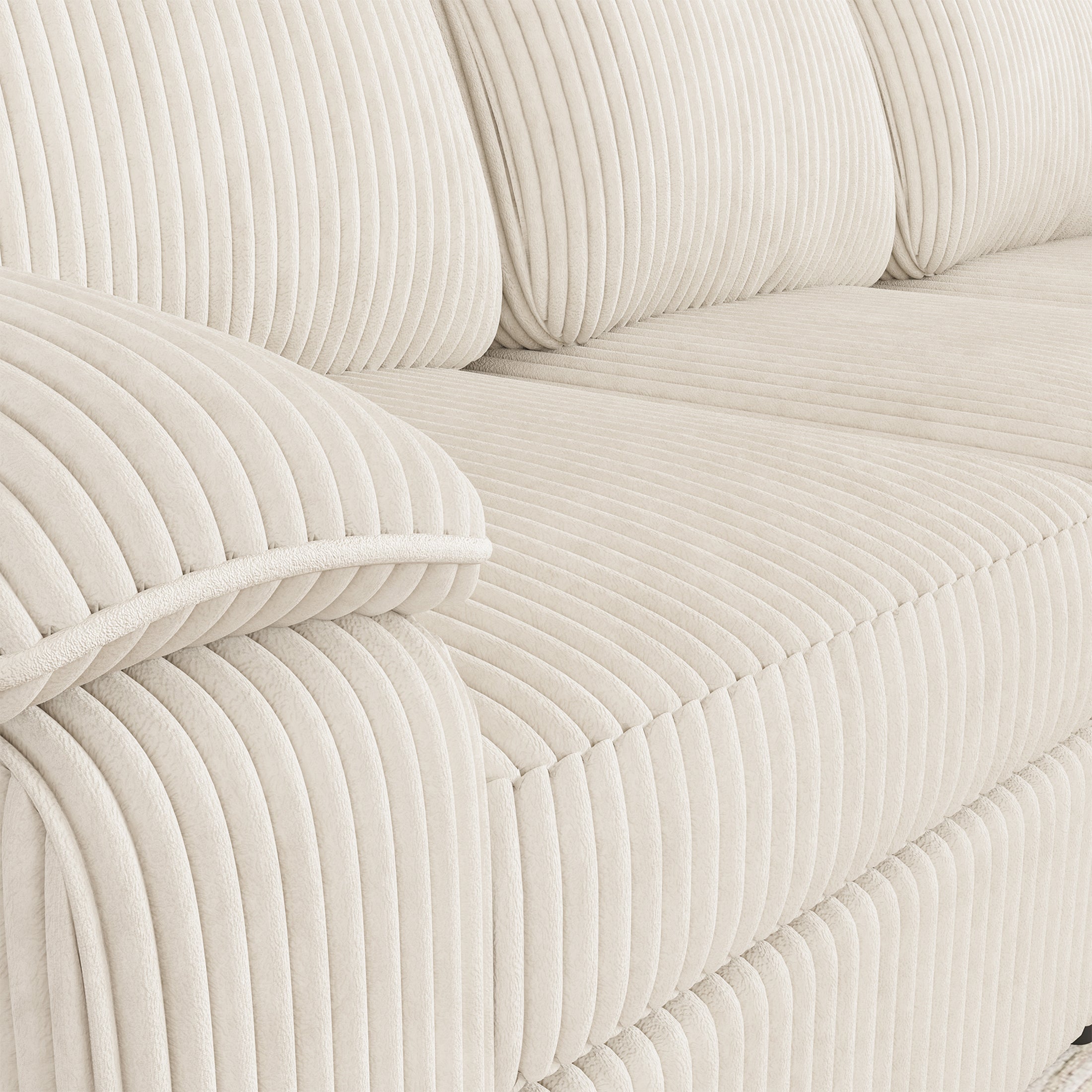 Nola Modular Corduroy Sleeper Sectional Sofa | 5 Seater | L Shape Corner