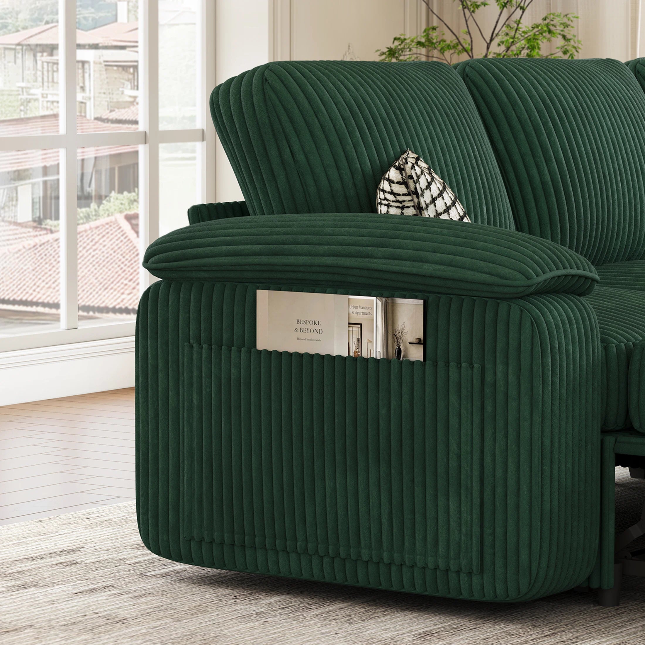 Nola Modular Corduroy Sleeper Sectional Sofa | 3 Seater | L Shape Corner