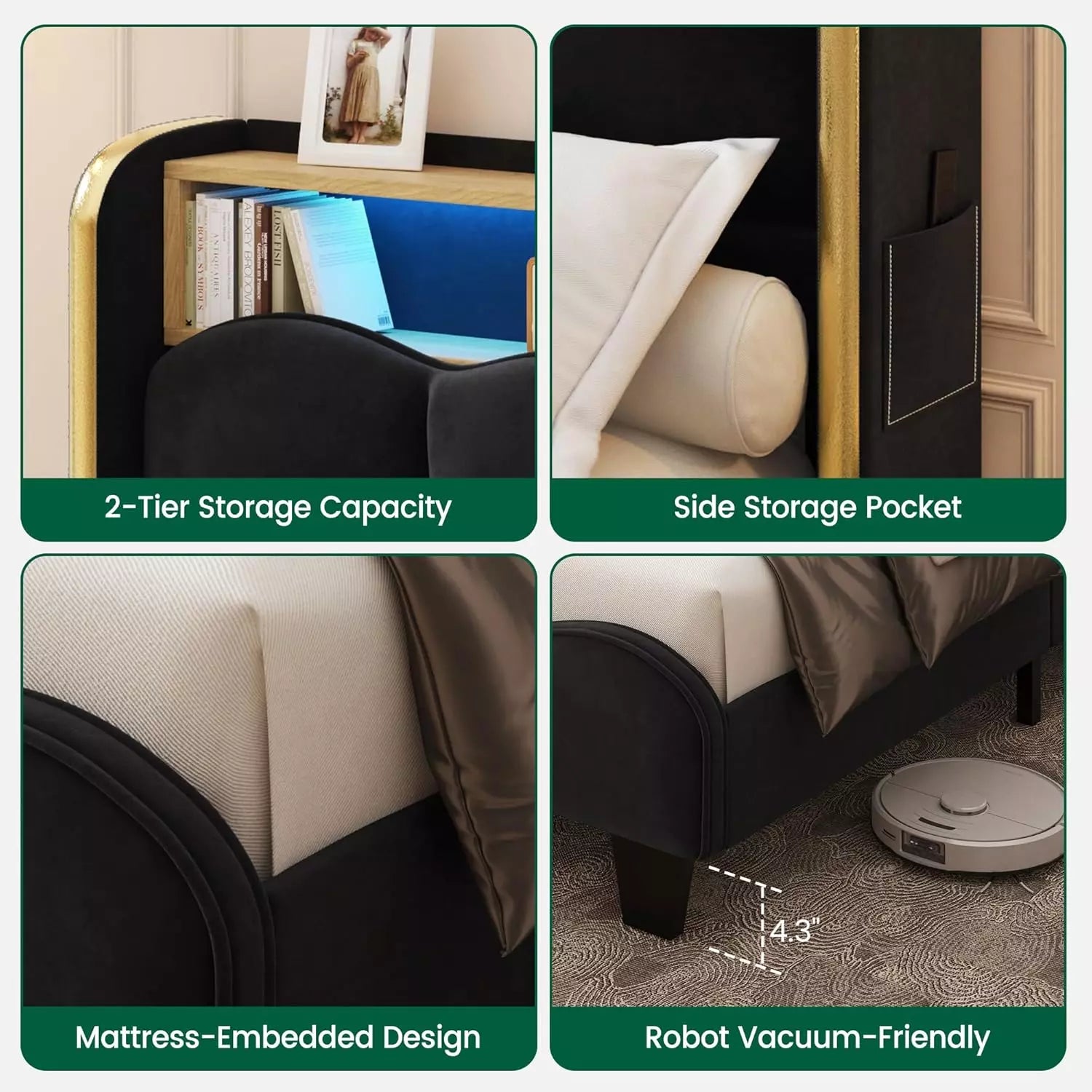 Melora Arch Velvet Bed Frame