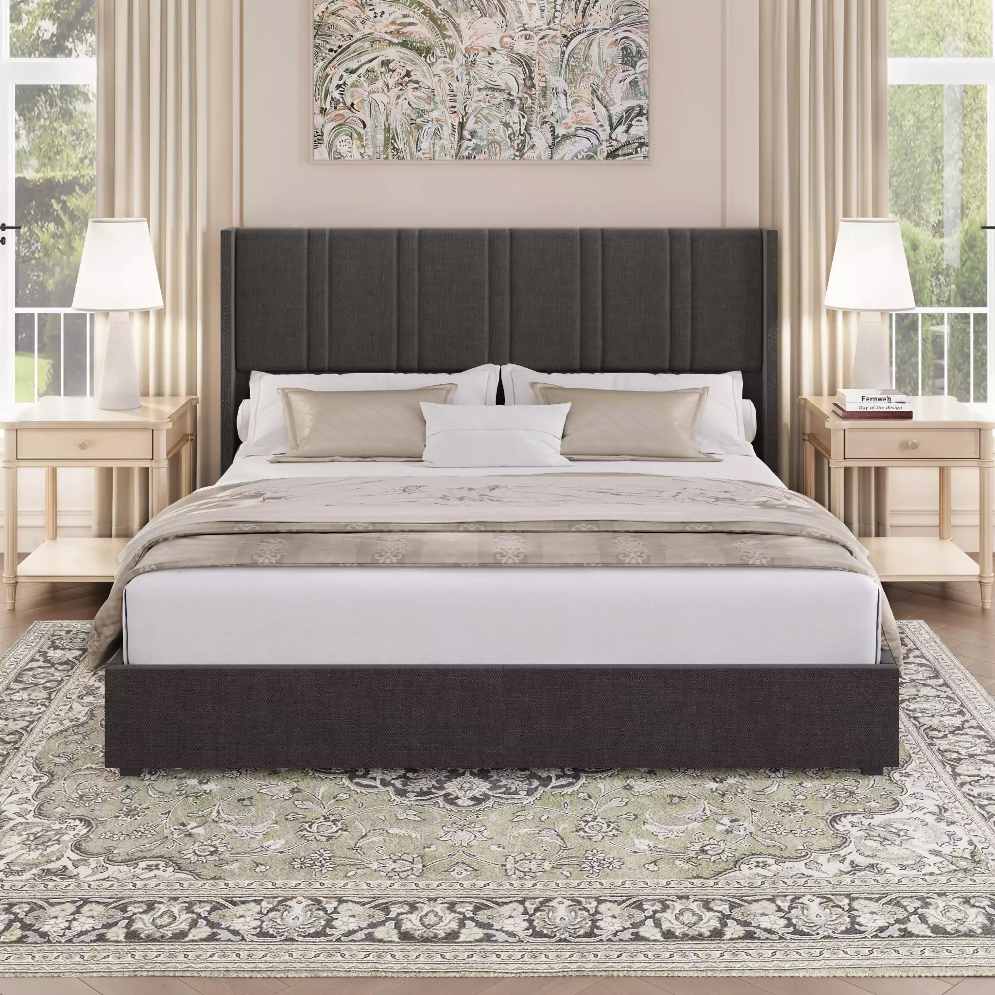 Modro Linen Bed Frame With Storage