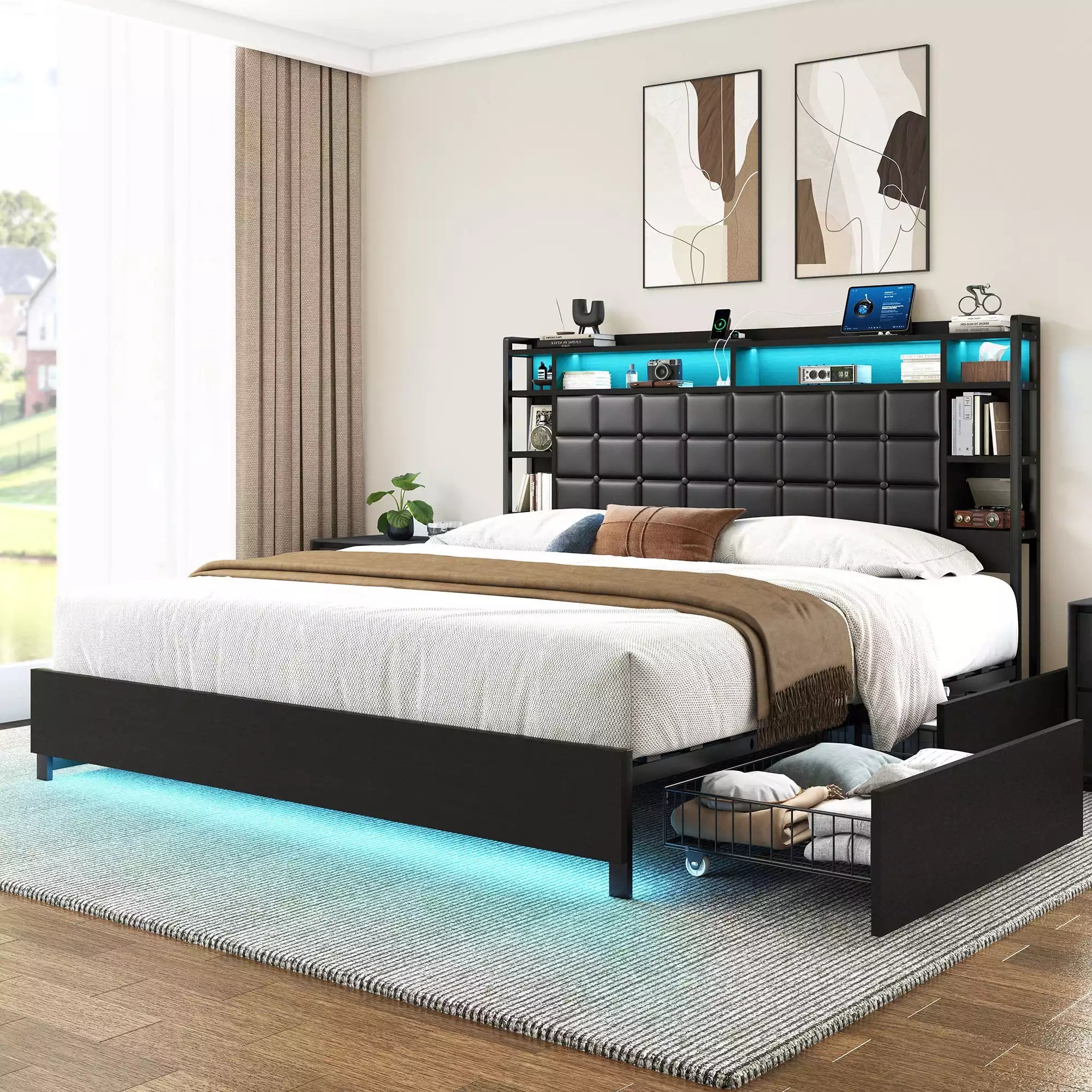 Cubes Bookcase Headboard Bed Frame