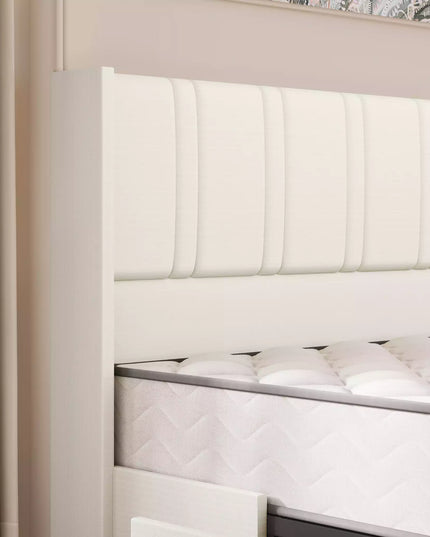 Modro Linen Upholstered Platform Bed Frame with 4 Storage Drawer