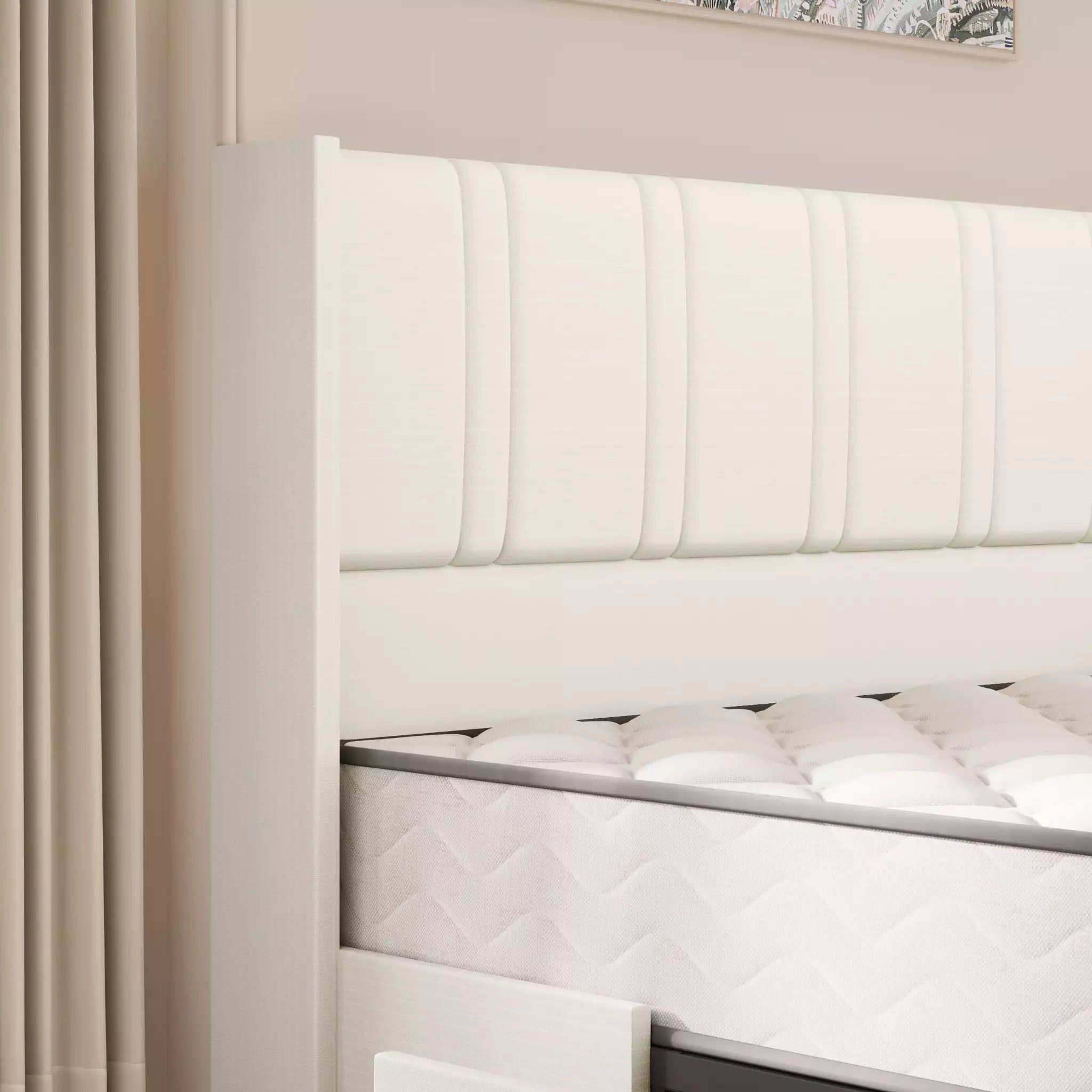 Modro Linen Bed Frame With Storage