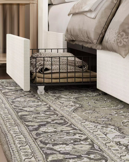 Modro Linen Upholstered Platform Bed Frame with 4 Storage Drawer