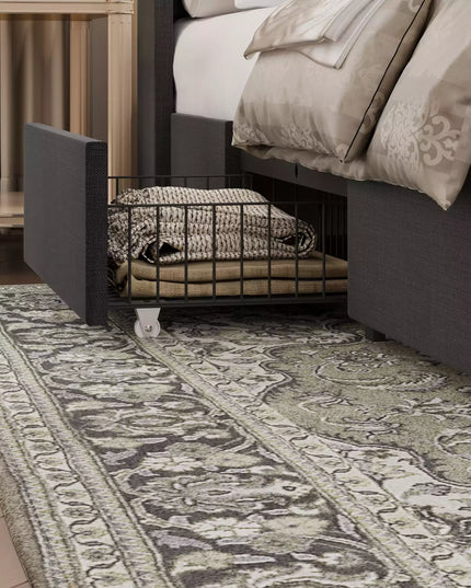 Modro Linen Upholstered Platform Bed Frame with 4 Storage Drawer
