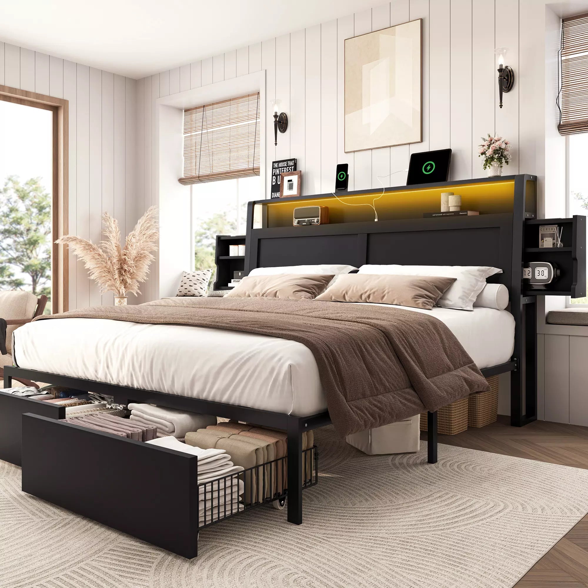 ShelfLit Bookcase Bed Frame with Drawers