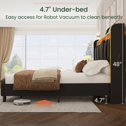 Melora Arch Headboard Velvet Upholstered Bed Frame