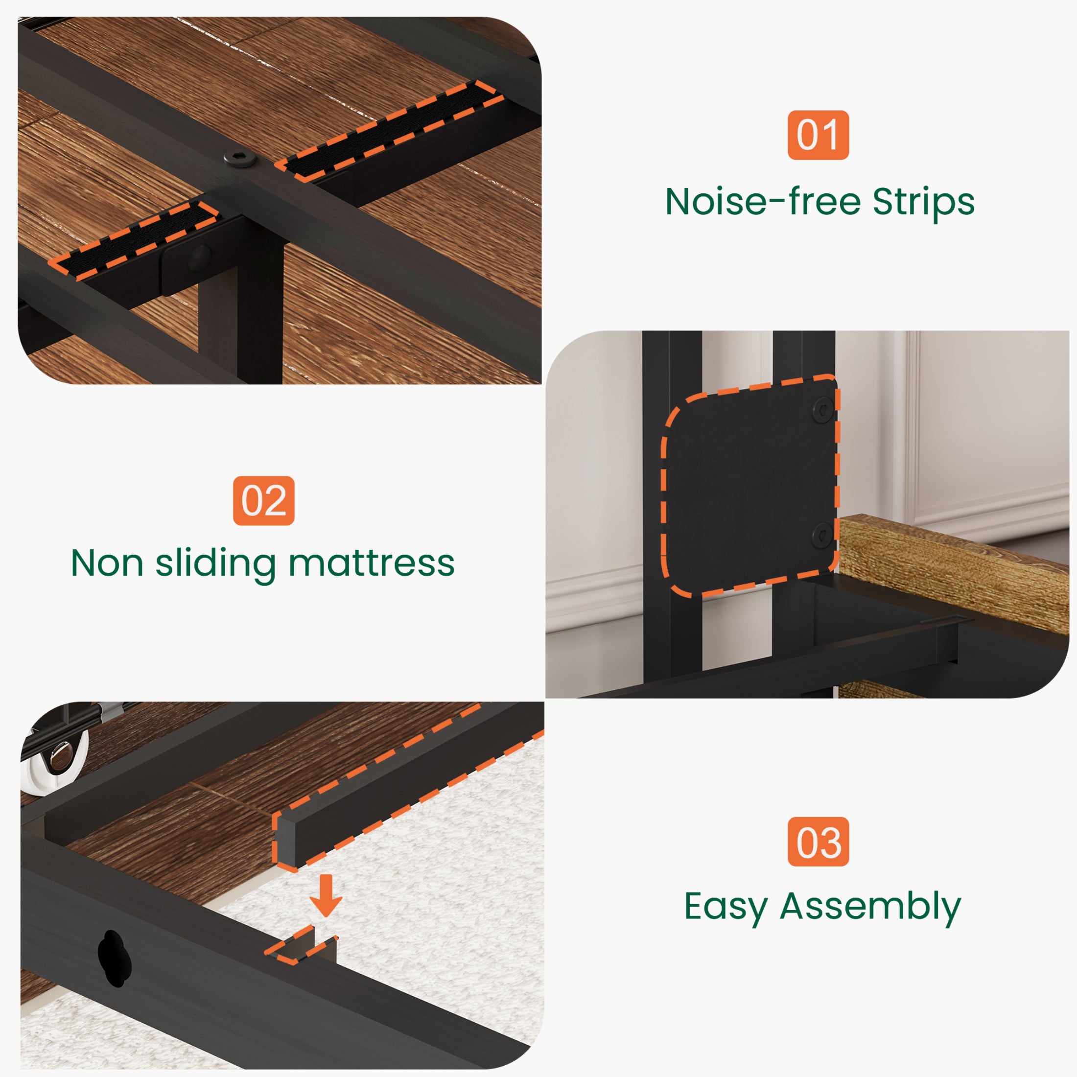 Strato Storage Bookcase Wood Bed Frame
