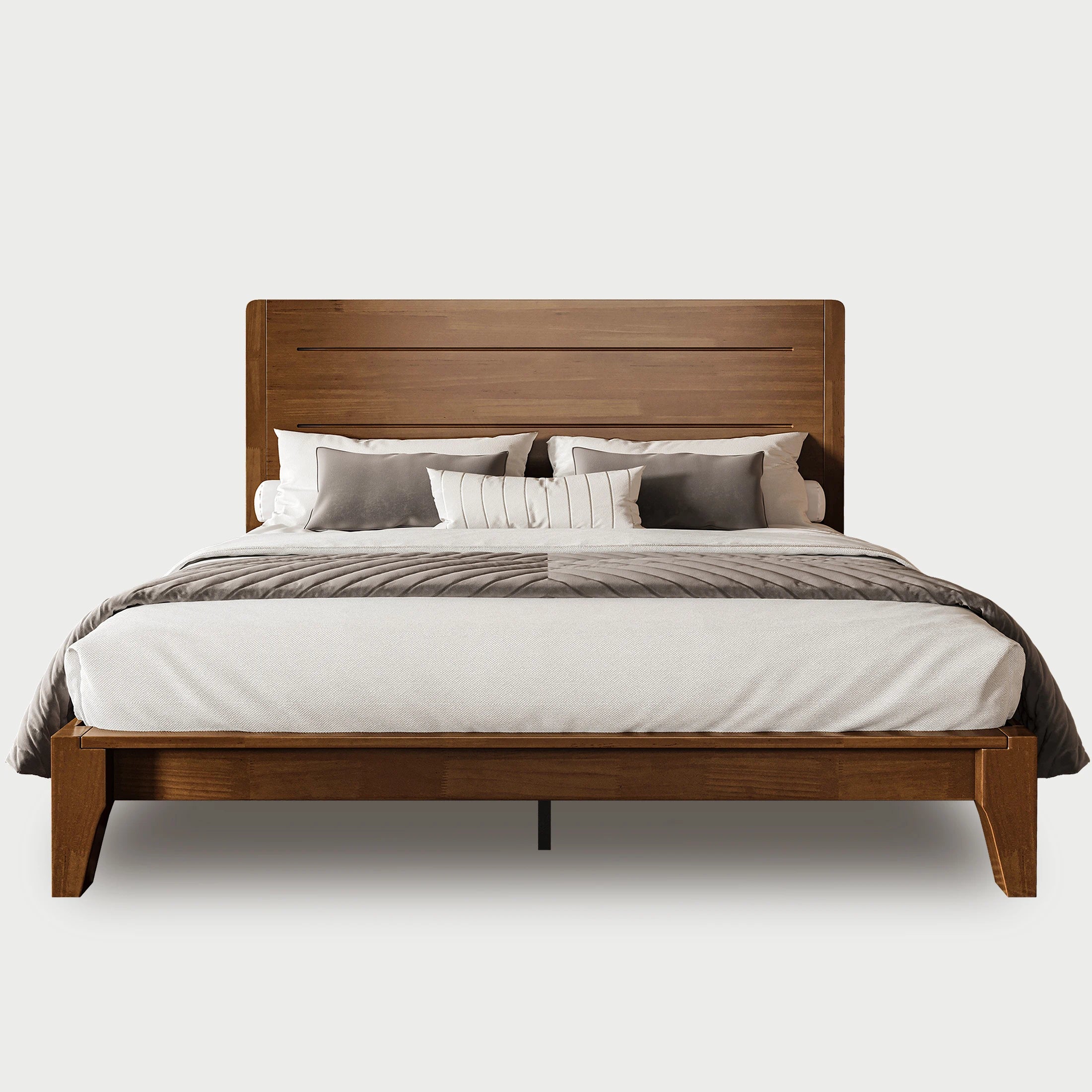 Sorel Japandi Solid Wood Platform Bed with Charging