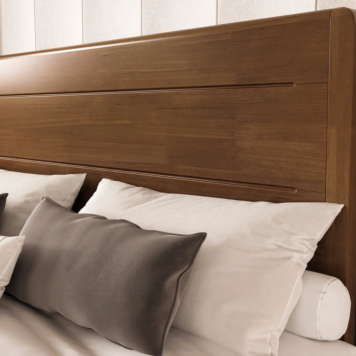 Sorel Japandi Solid Wood Platform Bed with Charging