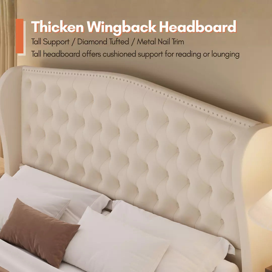 Nadell Velvet Bed Frame with Tall headboard