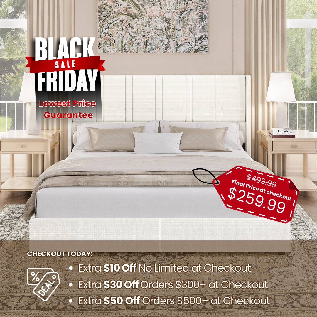 Modro Linen Bed Frame With Storage