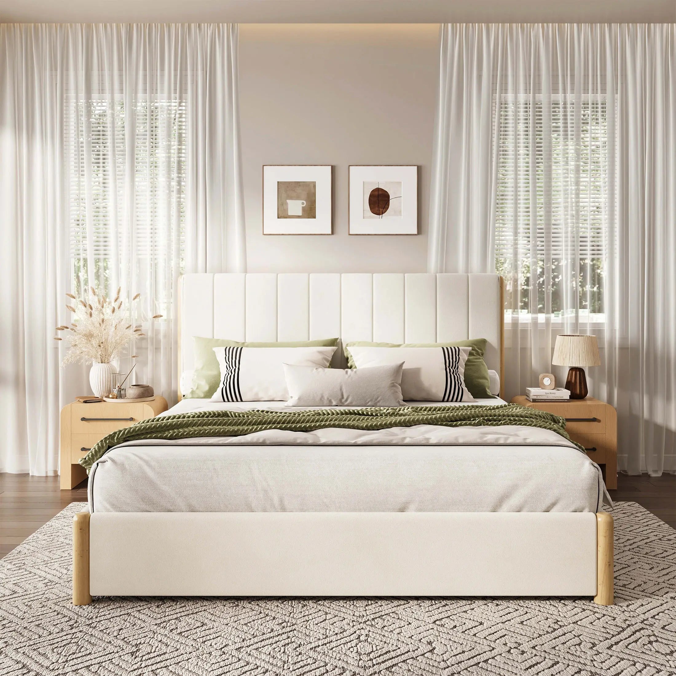 Mavlen Velvet Upholstered Platform Bed Frame with Storage