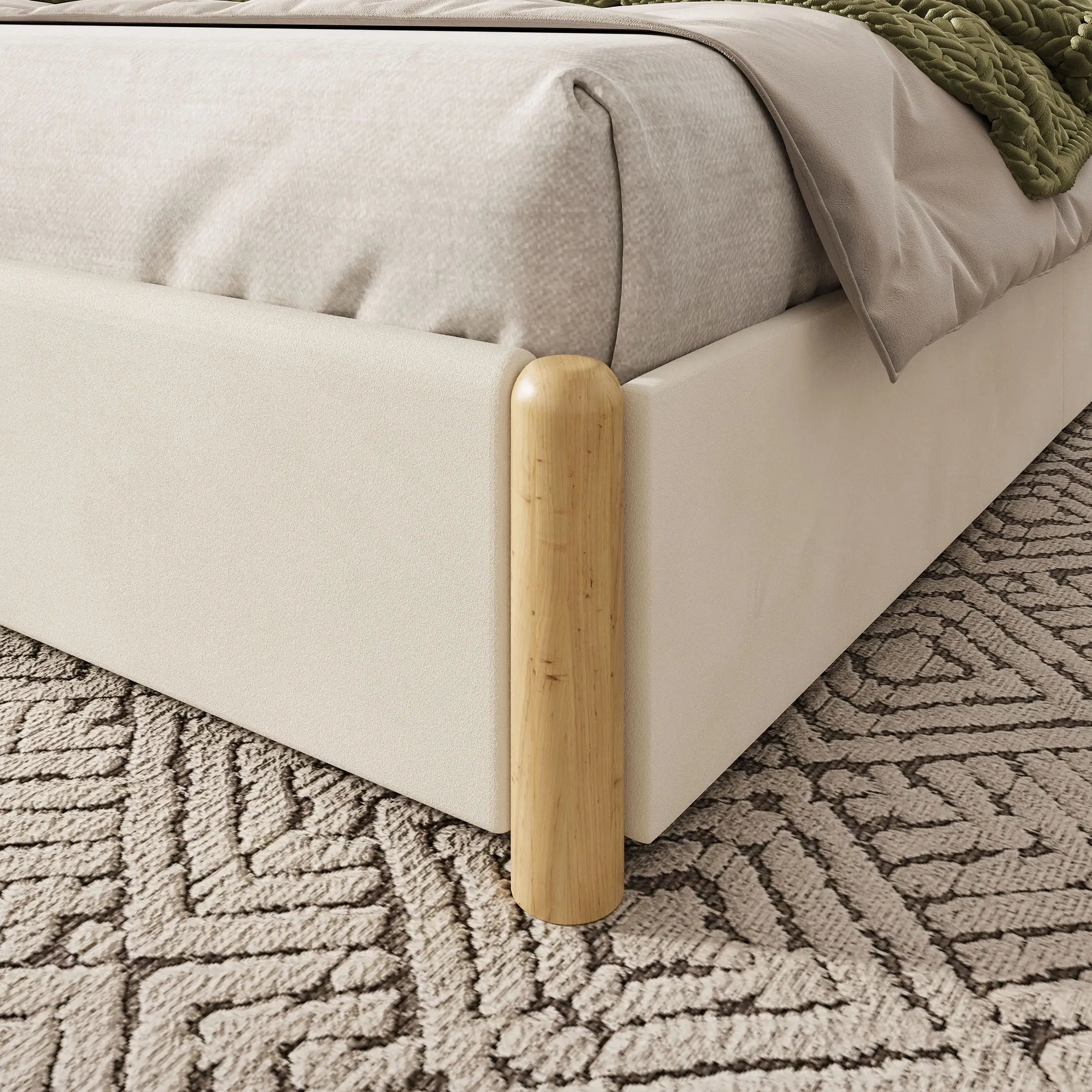 Mavlen Velvet Upholstered Platform Bed Frame with Storage