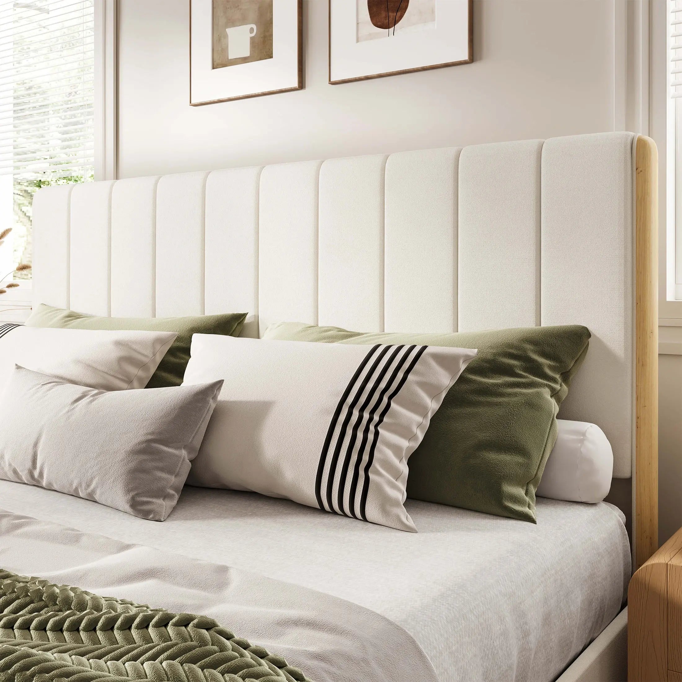 Mavlen Velvet Upholstered Platform Bed Frame with Storage