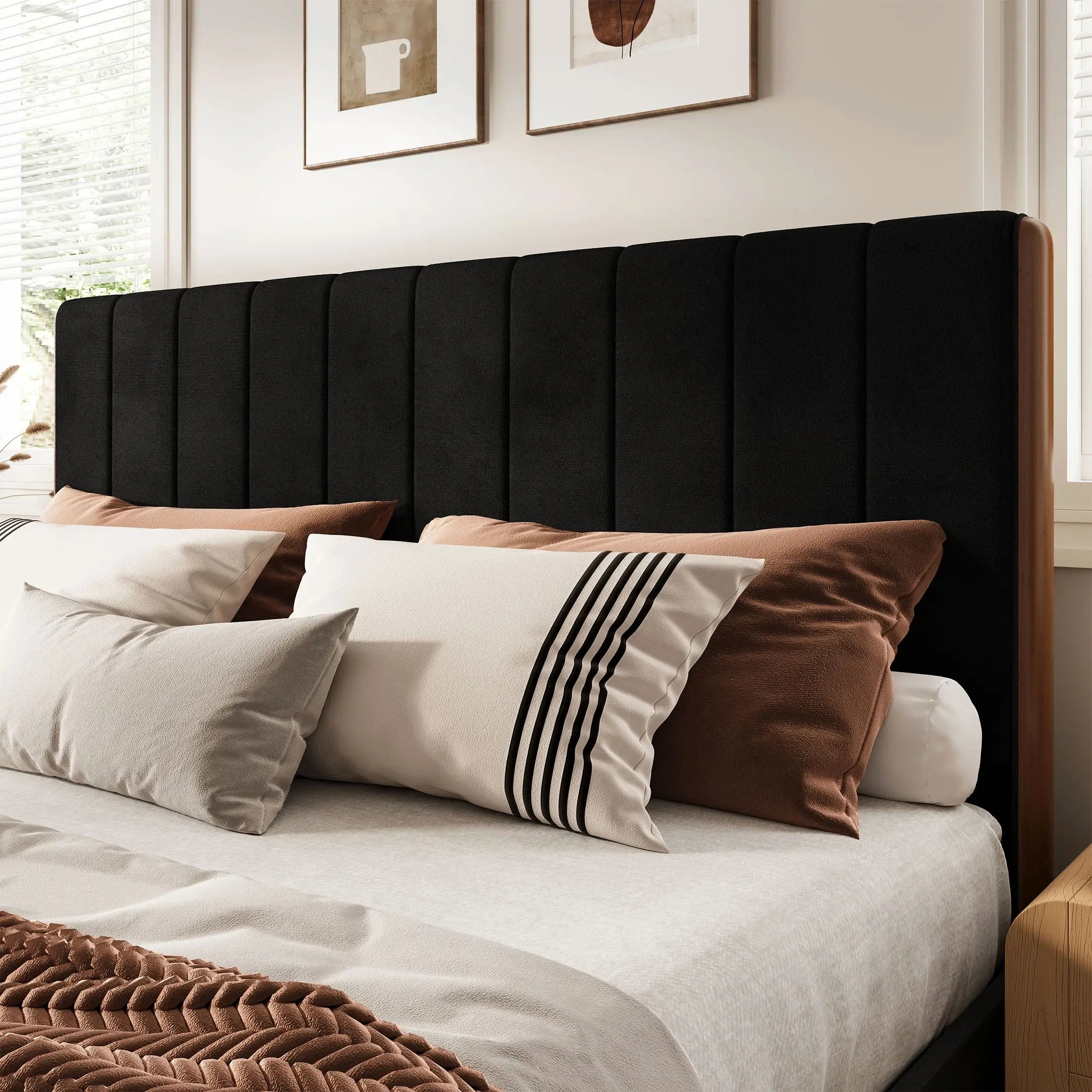 Mavlen Velvet Upholstered Platform Bed Frame with Storage