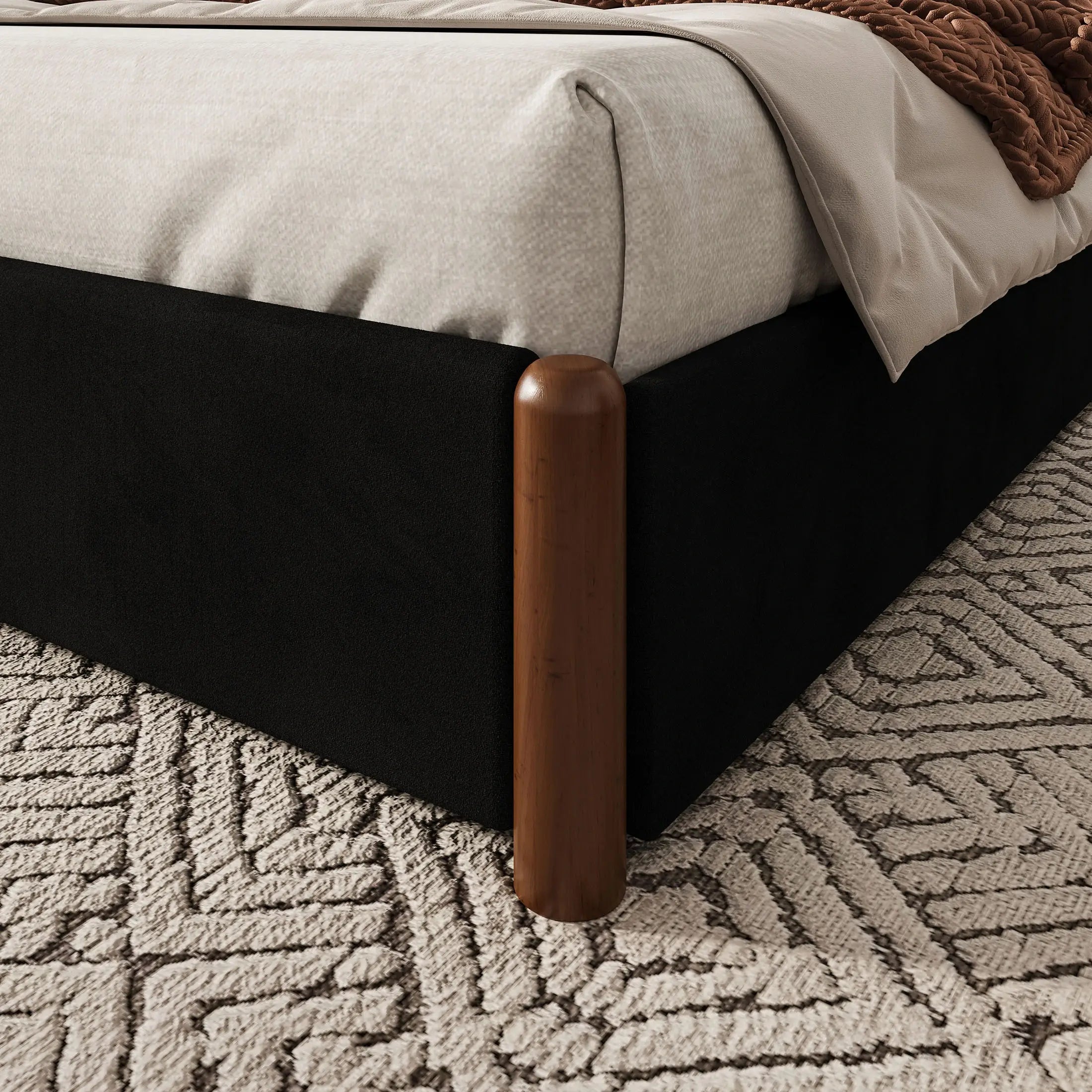 Mavlen Velvet Upholstered Platform Bed Frame with Storage