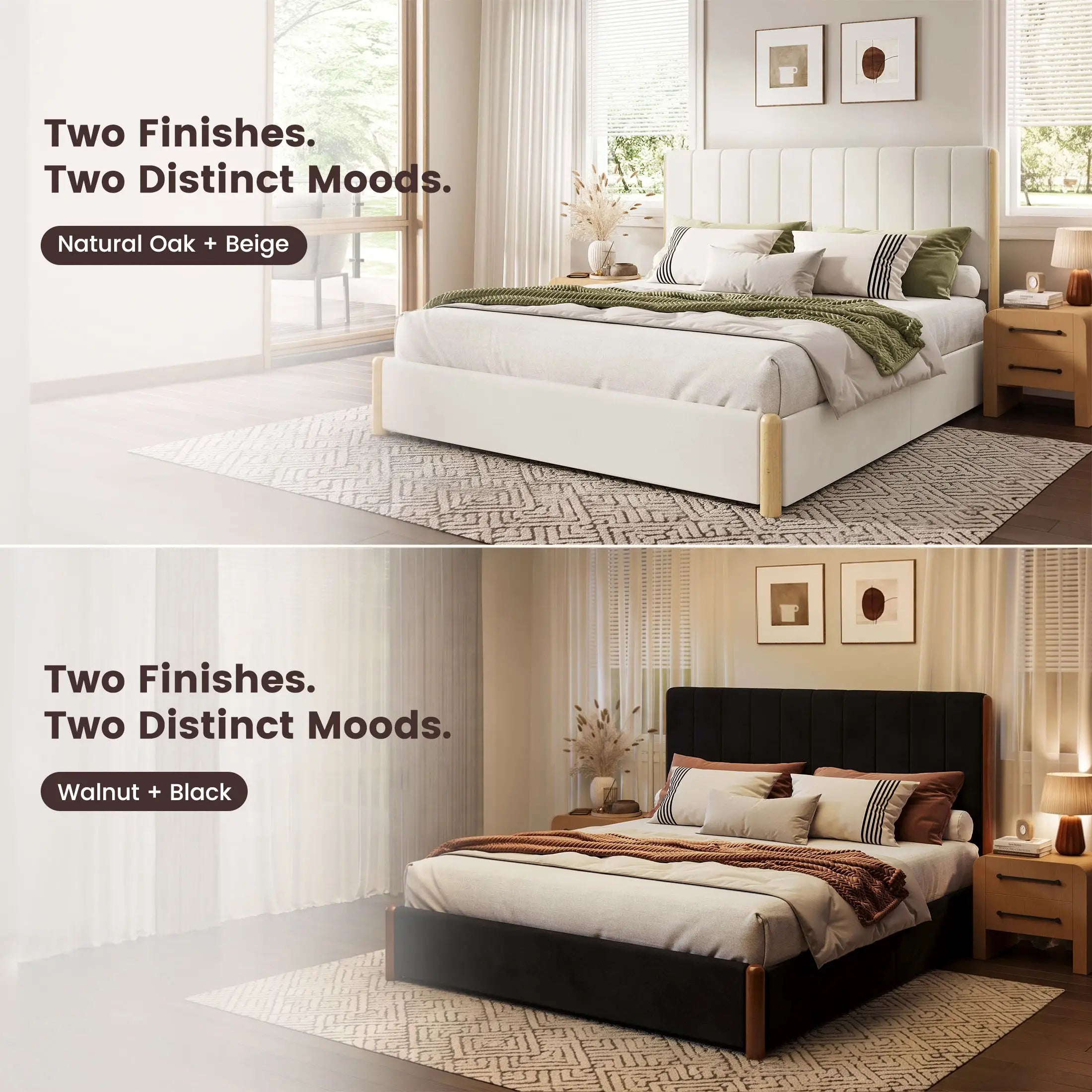 Mavlen Velvet Upholstered Platform Bed Frame with Storage