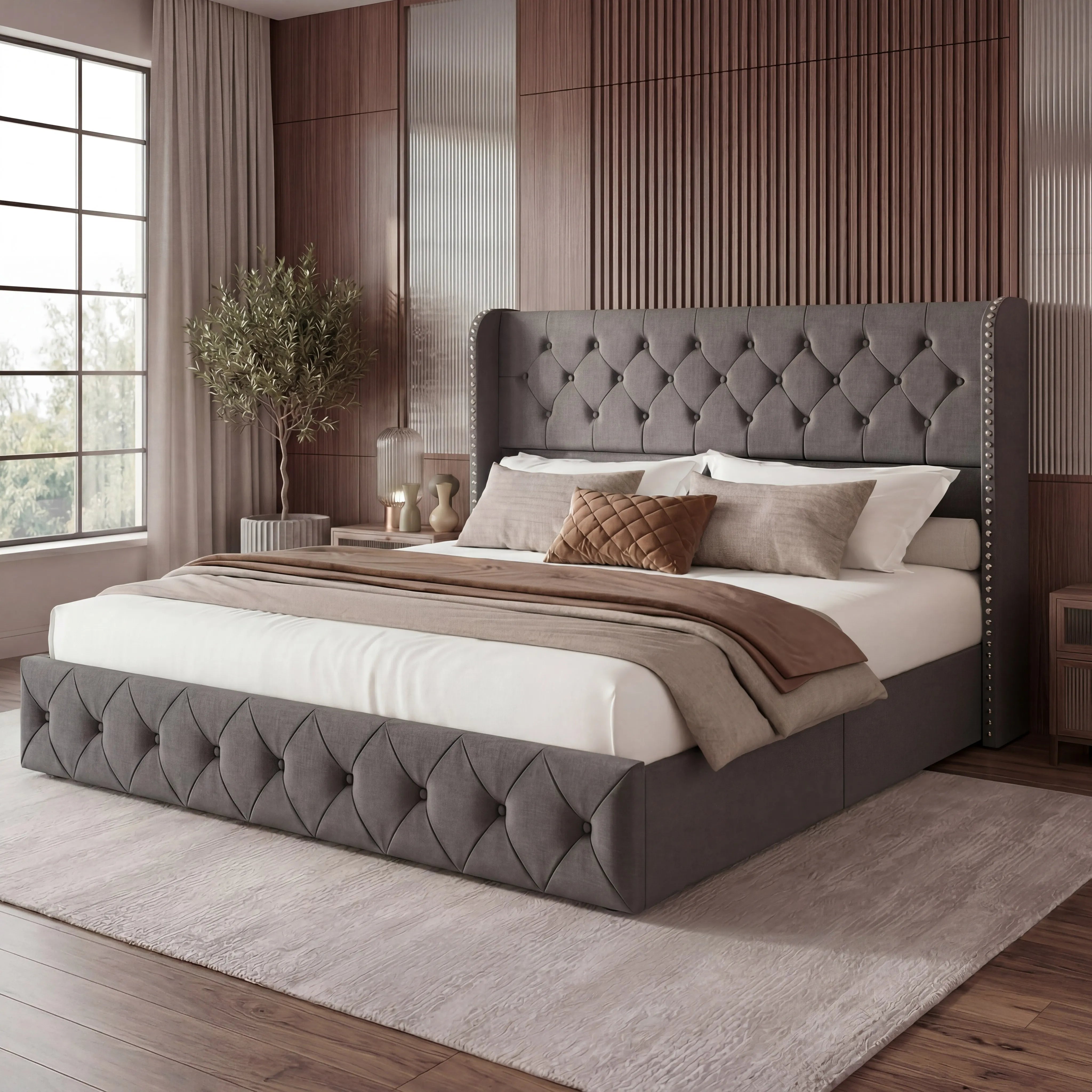 Korall Upholstered Bed Frame with Storage