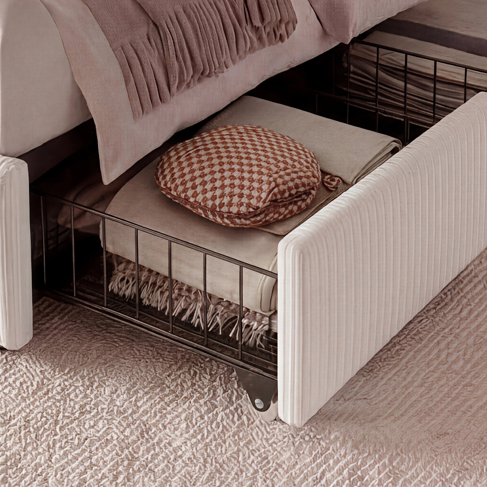 Elysia Corduroy Storage Bed Frame