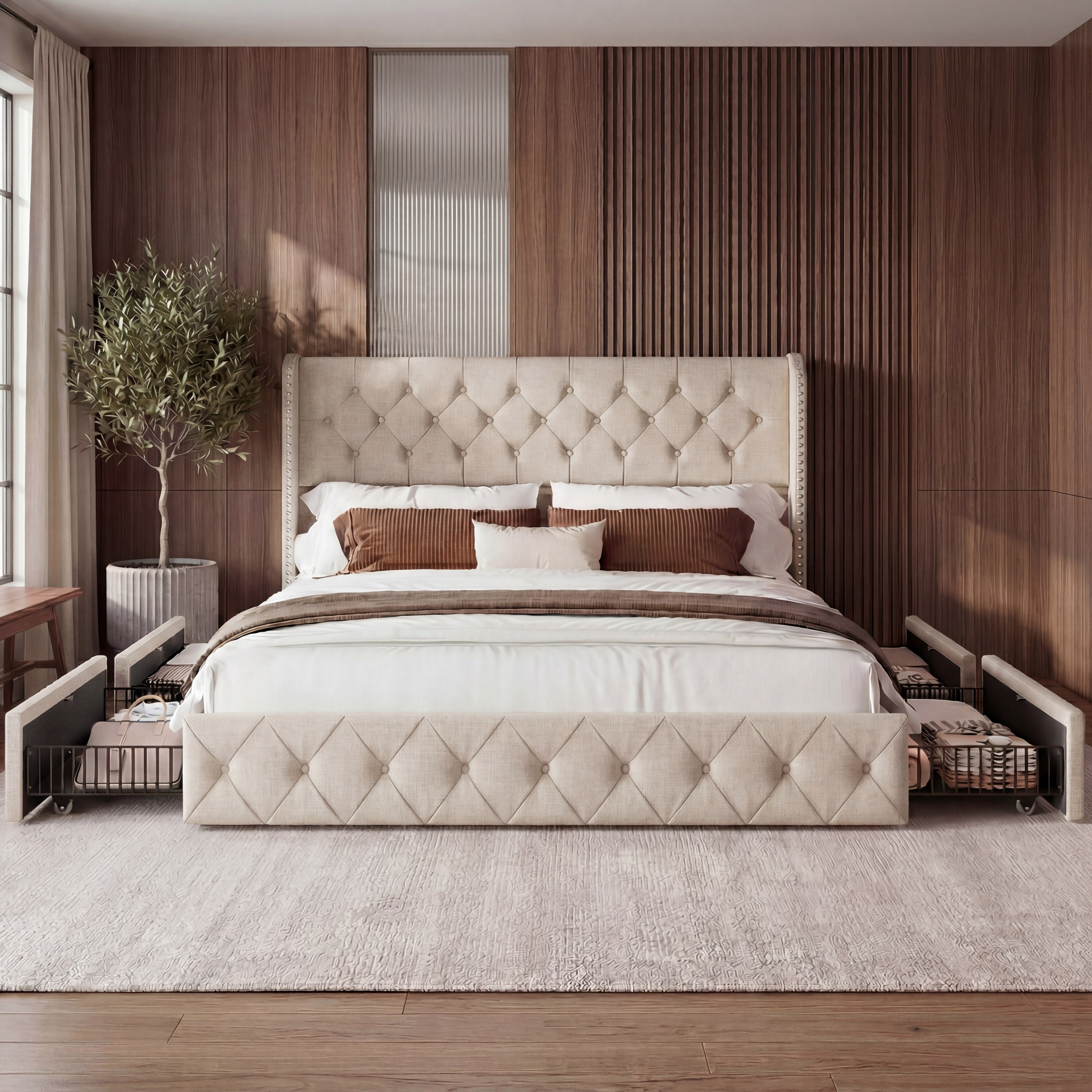 Korall Upholstered Bed Frame with Storage