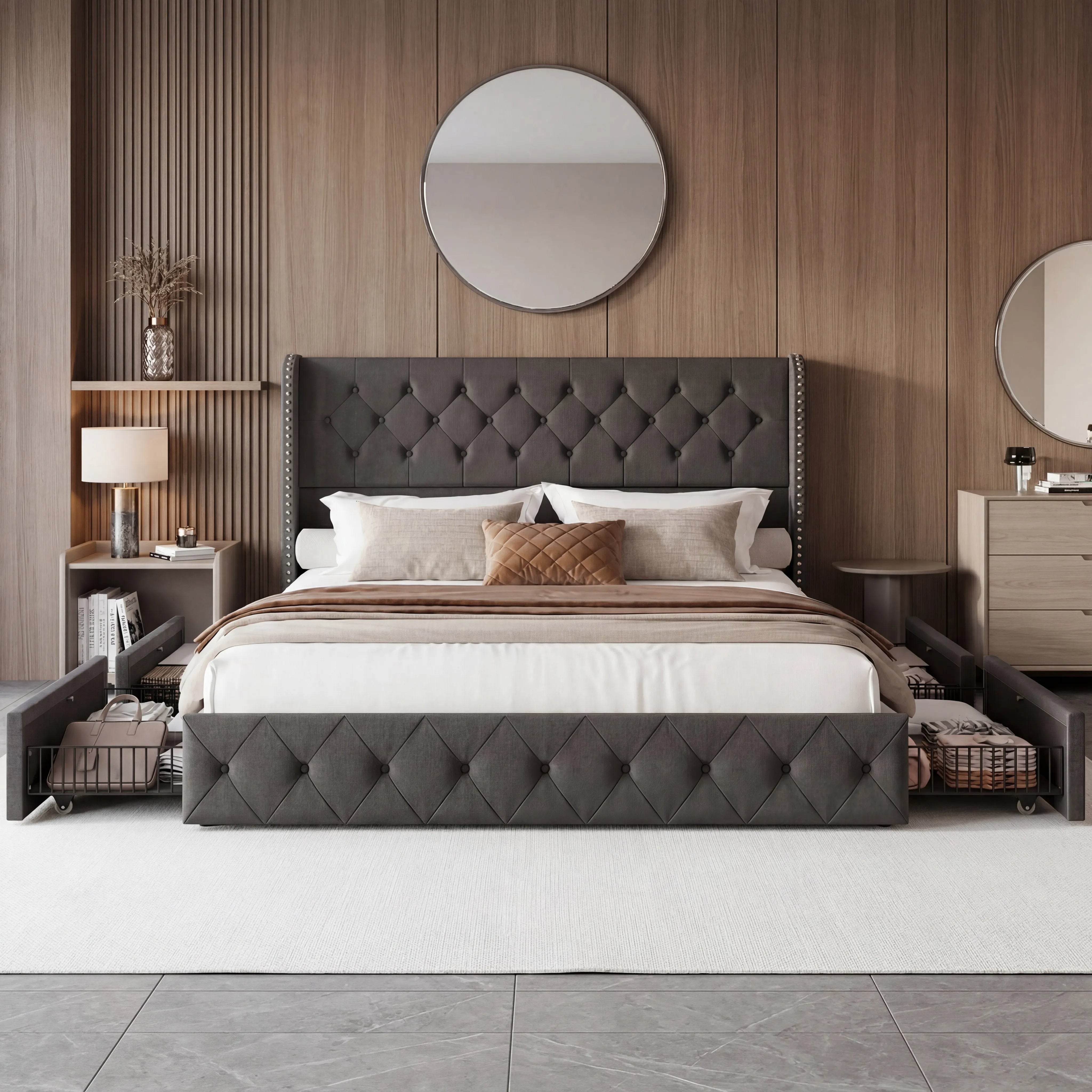 Korall Upholstered Bed Frame with Storage