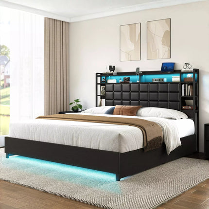 Collection image for: Bed Frame with Headboard Bookcase