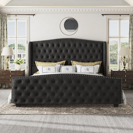 grey wingback bed