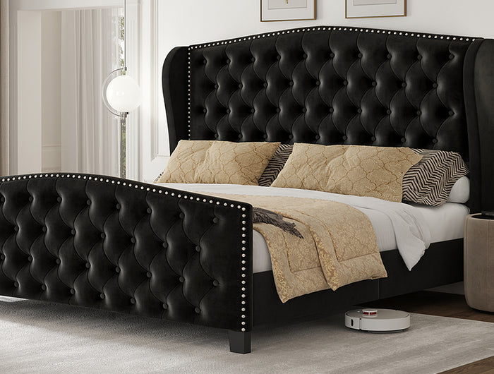 black wingback bed