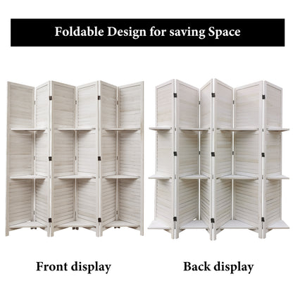 SYLO 5.6ft Folding Wood Room Divider with Shelves