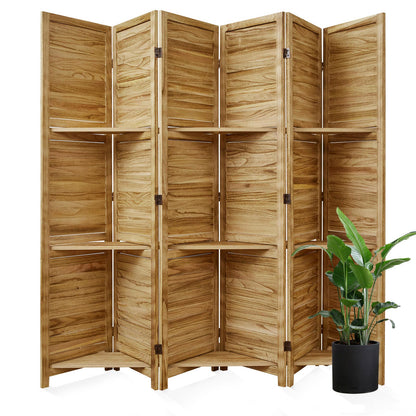 SYLO 5.6ft Folding Wood Room Divider with Shelves