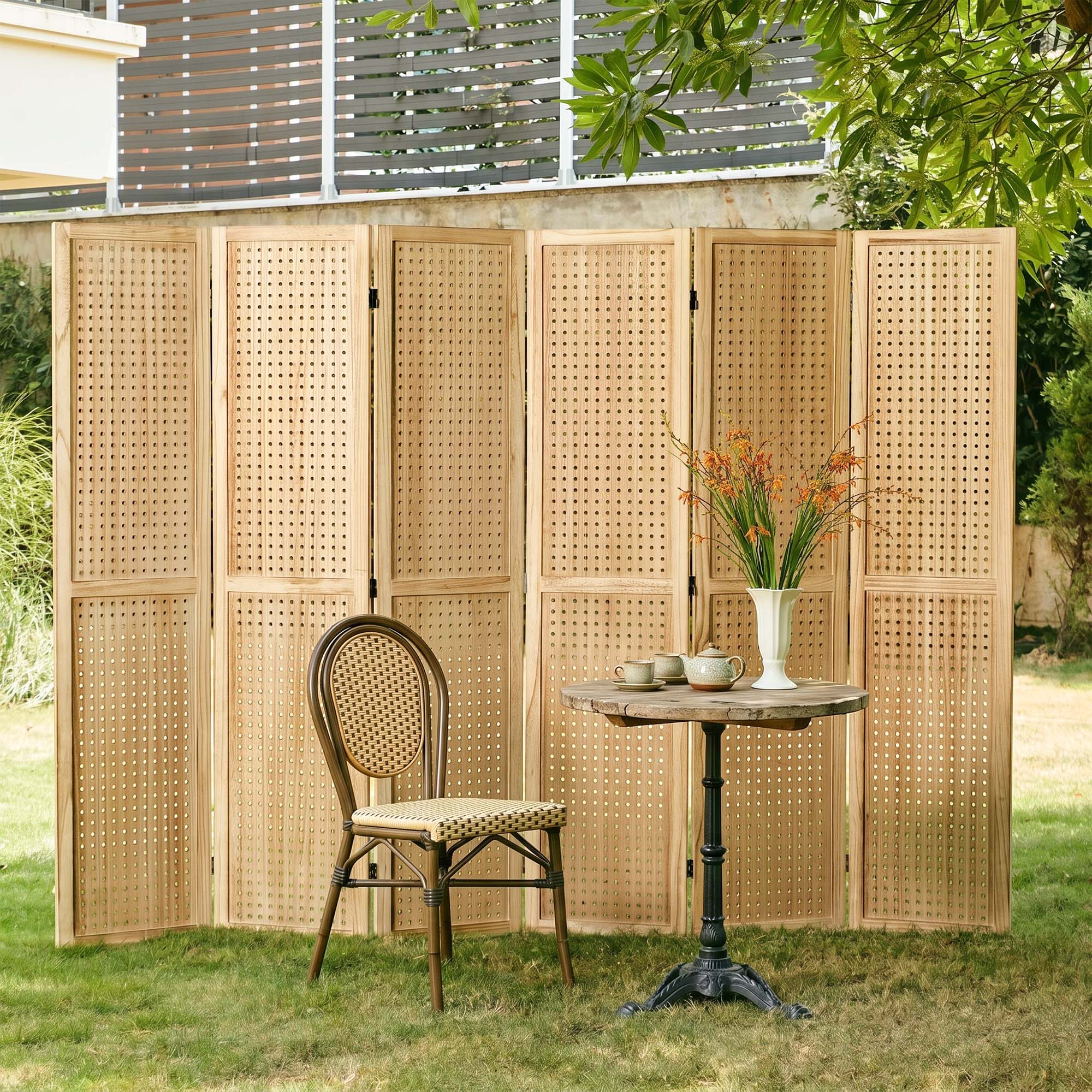 HOVA 66.8" Wooden Pegboard Room Divider