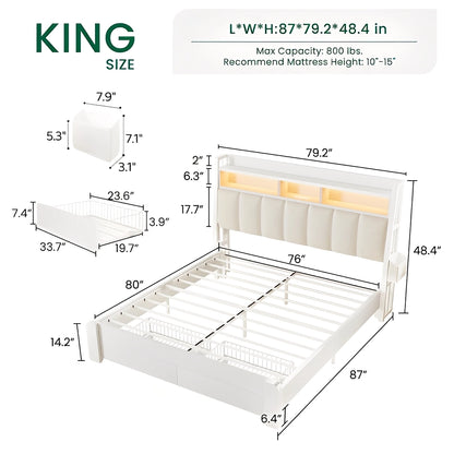 Aspen Bookcase Headboard Storage Bed Frame