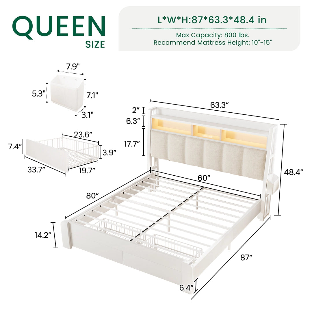 Aspen Bookcase Headboard Storage Bed Frame