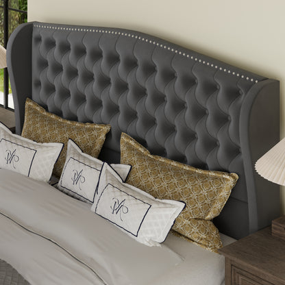 Nadell Velvet Bed Frame with Tall headboard