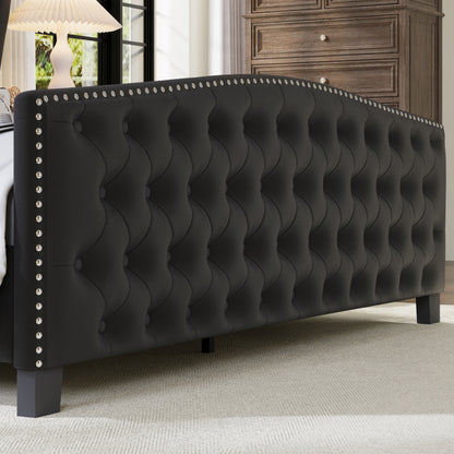 Nadell Velvet Bed Frame with Tall headboard