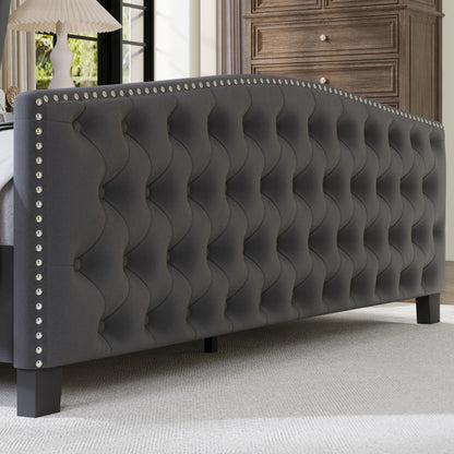 Nadell Velvet Bed Frame with Tall headboard