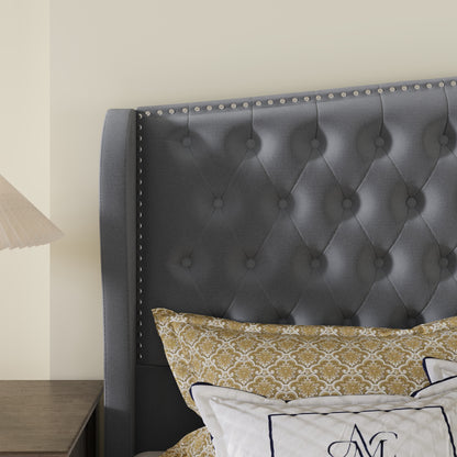 Nadell Velvet Bed Frame with Tall headboard