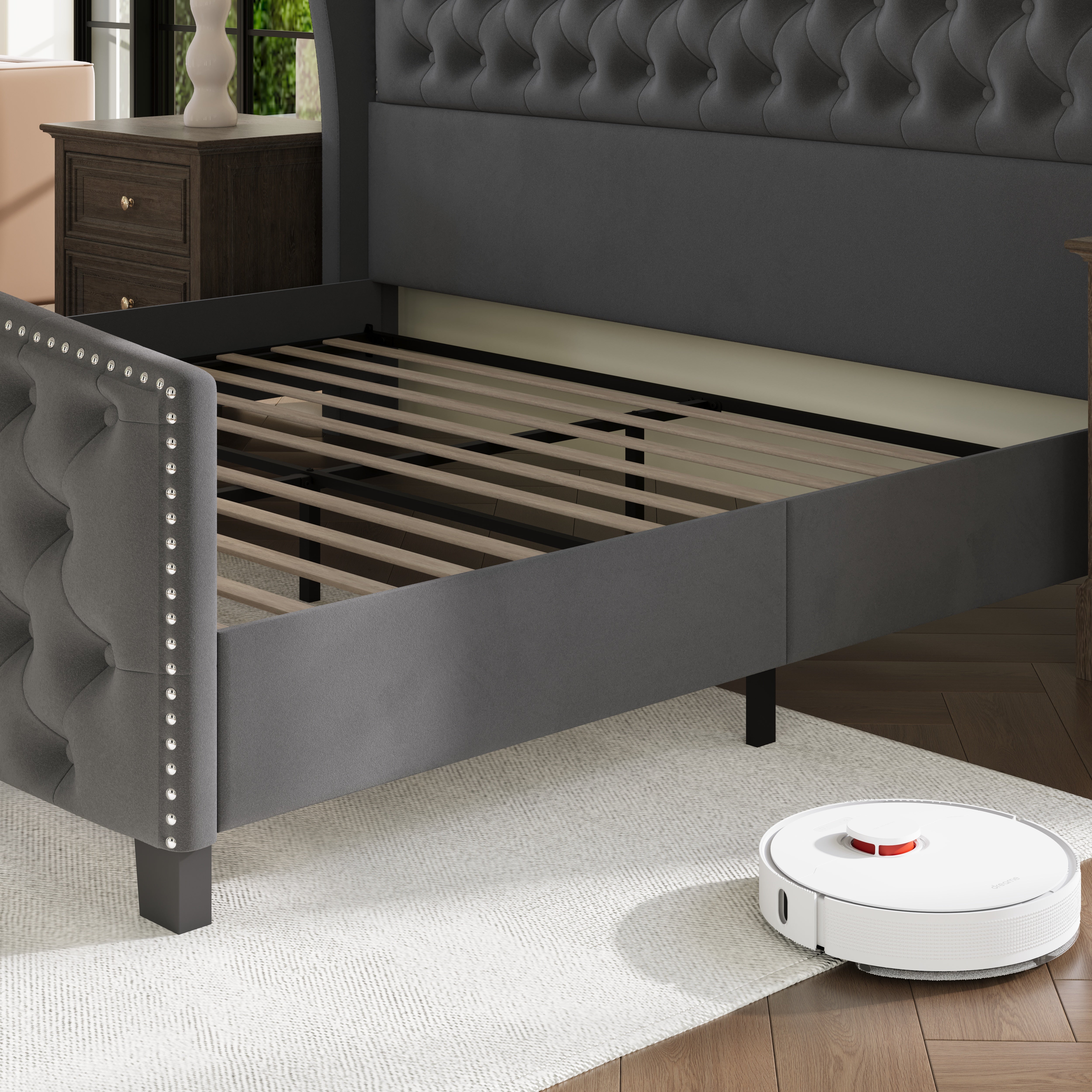 Nadell Velvet Bed Frame with Tall headboard