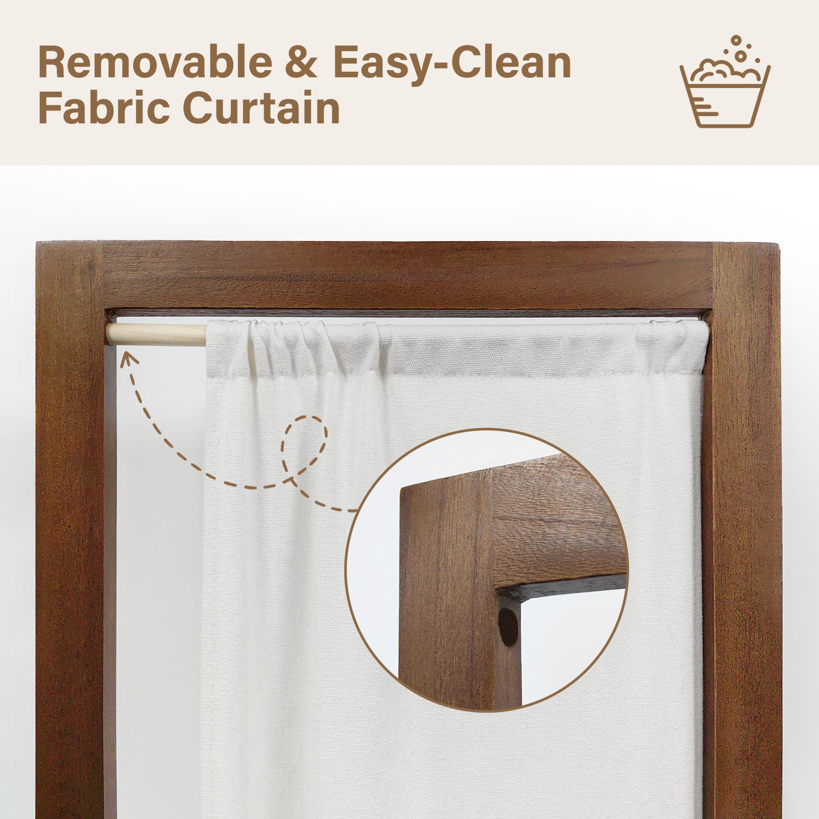 Talen  67" Washable Fabric Wooden Room Divider