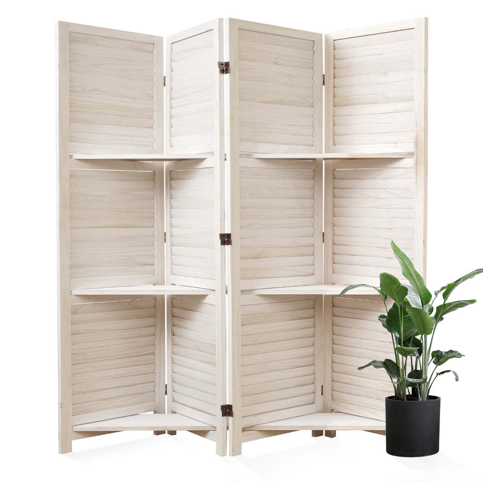 SYLO 5.6ft Folding Wood Room Divider with Shelves