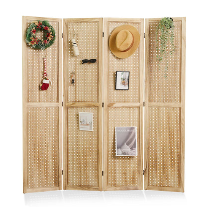 HOVA 66.8" Wooden Pegboard Room Divider