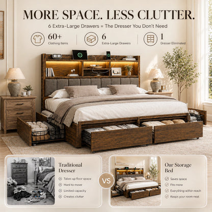 Softo Luxe Storage Bookcase Wood Bed Frame