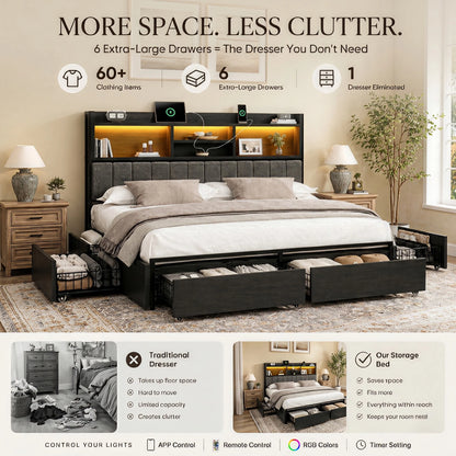 Softo Luxe Storage Bookcase Wood Bed Frame