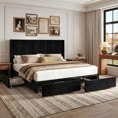 Modro Linen Bed Frame With Storage